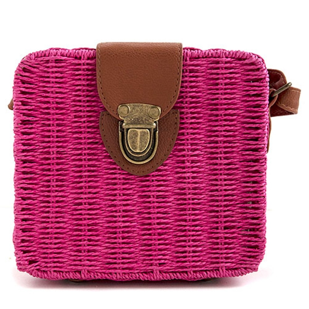 Wicker Messenger bag (fuchsia)